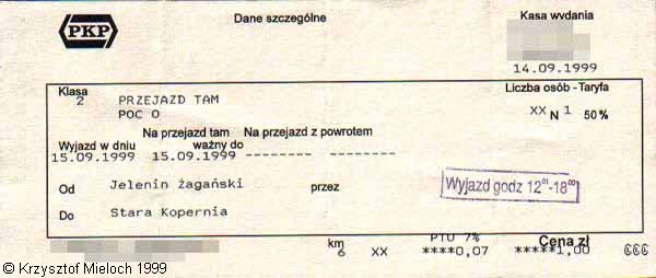 bilet Jelenin Zaganski - Stara Kopernia